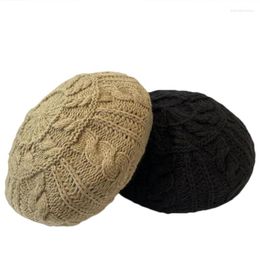 Berets Vintage Literature And Art Knitting Wool BERET Hat For Women Autumn Winter Pumpkin Painter MAXSITI U