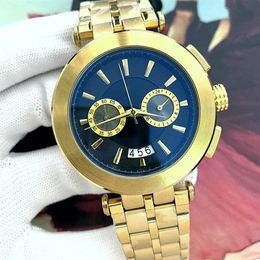 Business Men watch Shiny Gold Quartz Stainless Steel Strap Fashion Quality Star Style Automatic Date Casual All Dial Chronograph223k