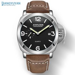 Fashion Mens Watches Top Luxury Brand Waterproof Sport Wrist Watch Chronograph Quartz Military Genuine Leather Relogio Masculino