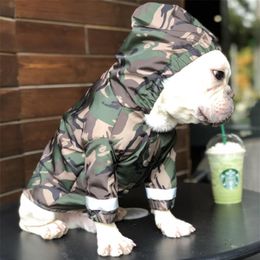 Pet Dog Raincoat Clothes For Big Dogs Camouflage Waterproof Clothes Raining Dog Rain Coat Outdoor Costumes French269L