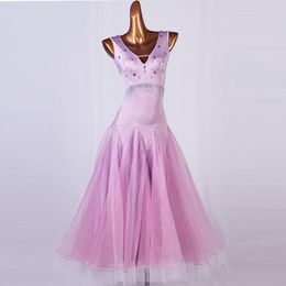 Stage Wear Elegant Adult Ballroom Modern Dance Costume For Women Standard Dress Sequins Waltz Tango Foxtrot Competition