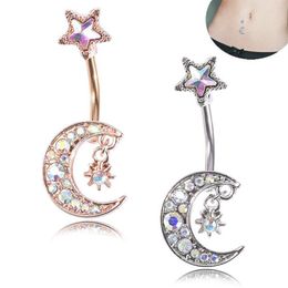 Whole 50pcs lot Moon Star Style Belly Button Piercing Studs Titanium Steel Navel Jewellery For Salon and Piercing Supplies267K