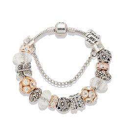 Elegant Butterfly CZ Diamond Beaded Bracelet Luxury Designer for Pandora Silver Plated High Quality DIY Beaded Bracelet Original B227N