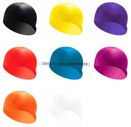 3D silicone swim cap waterproof adult men women long hair ears protective swimming caps water drop fashion ear protection hat