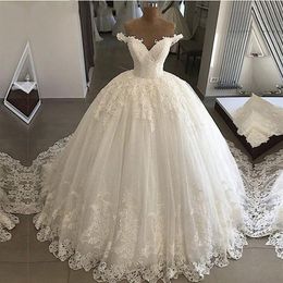 ZJ9159 Vintage 2021 Dresses for Bridal Gowns Ball Gown Lace Applique Wedding Dress Plus Size214s
