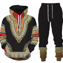 Men's Tracksuits Striped Suit 3D Print Unisex Sweatshirt And Tracksuit 2 Piece Set Hoodie Oversize Fashion African Clothes Mens