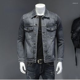 Men's Jackets Denim Jacket Blue Black Fashion Casual Cotton Polo Collar Long Sleeve Slim Fit Clothing Motorcycle