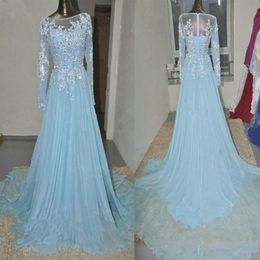 Светло -голубые с длинным рукавом вечерние платья женское кружевное аппликация свадебного платья Специальный случай подружек невесты 226G