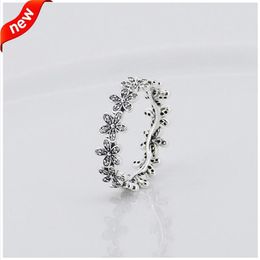 Compatible with Pandora jewelry ring daisy silver rings with cubic zircon 100% 925 sterling silver jewelry whole DIY KKA1951295u