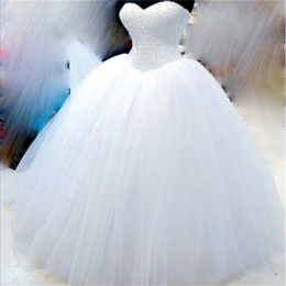 New Simple White Puffy Ball Gown Sweetheart Quinceanera Dresses Party Dress Special Occasion Dresses Sweet 16 Vestido Longo QC1501303A