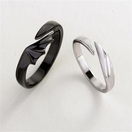 925 Sterling Silver Angel And Devil Couple Rings Original Creative Romantic Rings For Lovers Festival Jewelry255w