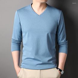 Men's T Shirts Top Grade Mulberry 5.2% Fashion Brand 2023 Designer Luxury Men Shirt Long Sleeve V Neck Tops Casual Mens Clothes