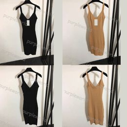 Womens Casual Striped Knit Dress Summer Slip Dress Party Metal Design Girls Sexy Tank Top Dress 2 Colors