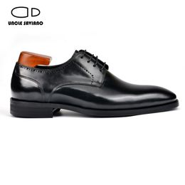 Saviano Derby Uncle 1538 Dress Business Formal Wedding Best Man Shoe Office Handmade Leather Shoes For Men Original s