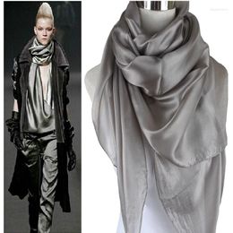 Scarves Ladies Brand Grey Mulberry Silk Scarf Shawl 180 110cm Oversize Design Female Wraps Summer Sunshade Shawls Khaki Black