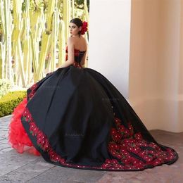 Ruffled Beaded Black Ball Gown Quinceanera Dresses 2020 Off Shoulder Ruffles Princess Sweet 16 Dresses Party Gowns vestidos de 15 2841