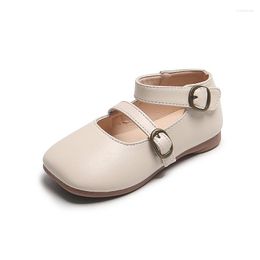 Flat Shoes Girls Spring And Summer Retro Square Toe Small Leather Children's Fashion Princess Single