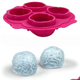 Baking Moulds Mods Brain Sile Ice Cube Tray Novelty Halloween Lattice Mould Chocolate Moulding Soap Mod Party Moulds Cooking Tools Drop Dhtvu