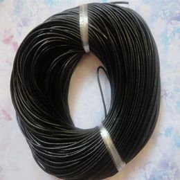 ship 100 Meters 3mm Black Round Genuine Leather Cord Necklace & Bracelet Real Leather Cord220E