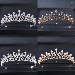 Hair Clips Baroque Crystal Pearl Crown Tiara For Children Girl Women Bride Accessories Jewelry Princess Birthday Prom Headband Diadem