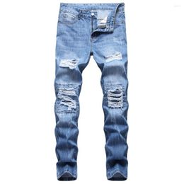 Men's Jeans Autumn And Winter Fashion Patch Perforated Personalised Streetwear Male Trendy Denim Pants Ripped