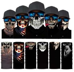 unisex Halloween Cosplay Bicycle Ski Skull magic scarves Half Face Mask Ghost Scarf Bandana Neck Warmer Party headband seamless Turban balaclava cap