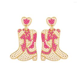 Dangle Earrings Vedawas Fun And Festive Mardi Gras Cowgirl Boot For Women Alloy Rice Bead Jewellery