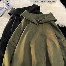 Men's Hoodies Black Apricot Green Coffee Grey Suede Hoodie Hooded Spring And Autumn Heavy Lb 500G