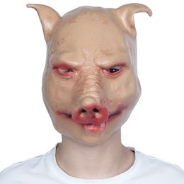 Cosplay Animal Pig Scary Latex Masks Horror Pig Head Masks Helmet Halloween Carnival Party Costume Props