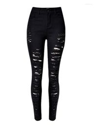 Women's Jeans Fashion Street Wear High Waist Black Elasticity Skinny Slim Fit Female Hollow Out Vintage Ripped Distressed Denim Pants