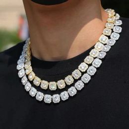 Hip Hop Bling Chains Men's Iced Out 12mm Square Diamond NecklaceWomen Trendy Miami Cuban Link Chain Bracelet Hipster Punk Jewelry