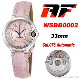 AF WSBB0002 33mm CAL 076 Automatic Womens Watch Pink Texture Dial Silver Roman Markers Leather Strap Super Edition 2021 Ladies Wat232p