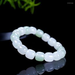 Strand Golden Silk Jade Beads Bracelet Temperament Jewellery Women Round Stone Bead Elastic Beaded Bangle Jades Amulet Gift