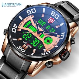 KADEMAN 2023 Fashion Sport Watch Men Quartz Digital Mens Watches Top Brand Luxury Waterproof Army Military Full Steel Wristwatch