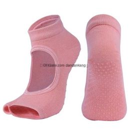 Professional Women Cotton Yoga Socks Five Toes Non-slip Silicone Bottom SOX Indoor Gym Dance bodybuilding Sports Floor Backless Sock