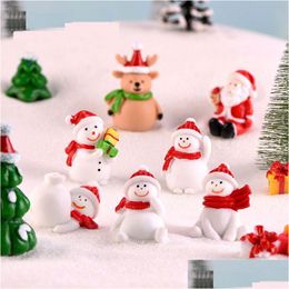 Christmas Decorations Snowman Micro Landscape Bonsai Decoration Santa Holly Resin Gifts Miniature Figurines Decor Drop Delivery Home Dhgh2