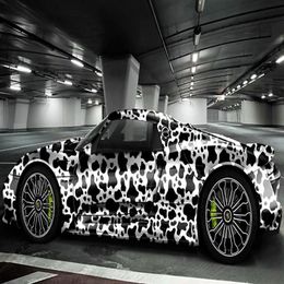 Cow Print Black & White Camouflage Vinyl Sticker Car Wrap Foil with Air Release DIY Adhesive Film Wrapping231L