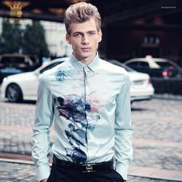 Men's Casual Shirts Fanzhuan Male Man Summer Fashion Flower Prints Mens Long Sleeved Shirt Korean On Sale 612003