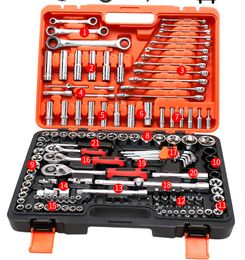 Tool Set Hand Tools for Car Repair Ratchet Spanner Wrench Socket Set Professional Bicycle Car tire Repair mechanical Tool Kits