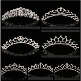 2023 Trendy 10 Styles Headpieces Wedding Accessories Shining Rhinestone Crown Girls' Tiaras Fashion Crowns Bridal Accessories274E