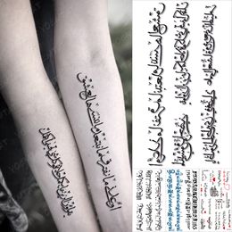 Arabic Letter Waterproof Temporary Tattoo Stickers Black Word Sanskrit Language Text Tatto Arm Chest Body Art Tattoos Women Men