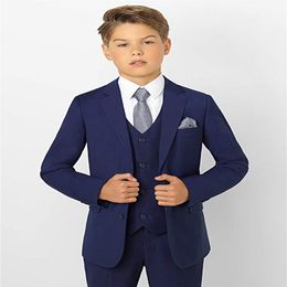 Boy's Tuxedos Wear Toddler Suits Set Kids Navy Blue Slim Fit Suit Weddings Party Custom Made Jacket Pants Vest Boy's F2134