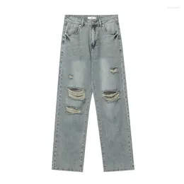 Men's Jeans 2023 Men Hip Hop Streetwear Denim Pants Harajuku Ripped Cotton Joggers Wide Leg Harem Trousers Blue