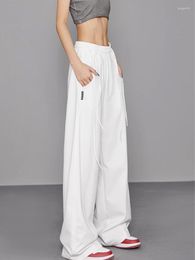 Women's Pants White Women High Waisted Drawstring Lace-up Wide Leg Loose Trousers Casual Korean Fashion 2023 Oversized Clothing