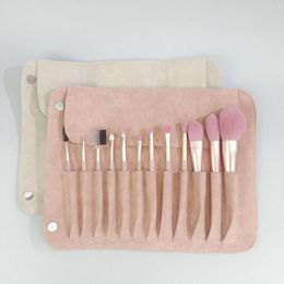 Storage Bags 12 Hole Position Makeup Brush Bag Frosted PU Leather Portable Soft Side Set Dust