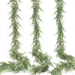 Decorative Flowers 180CM Artificial Hanging Eucalyptus Garland Rattan Fake Plants Vine Decorations For Wedding Arch Wall Backdrop Home