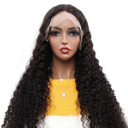 Curly Loose Deep Straight Lace Frontal Wig Human Hair Lace Front Wigs Natural Color for Women307C