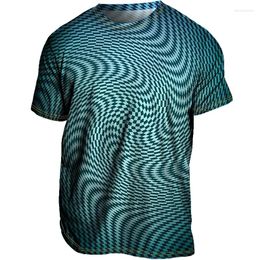 Men's T Shirts Shirt Graphic Plaid Optical Illusion Crew Neck Clothing Apparel 3D Print Outdoor Casual Short Sleeve Vintage