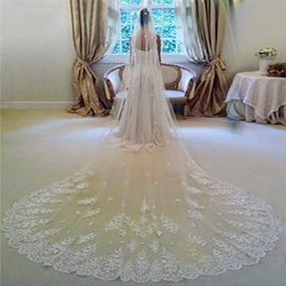 Gorgeous Applique One Layers Long Bridal Veils With Lace Edge Church Tulle Cheap Wedding Veil Wedding Accessory In S200K