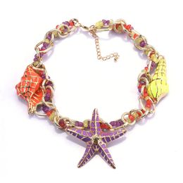 Pendant Necklaces 2023 ZA Starfish Shell Charm Choker Necklace Women Jewellery Bohemian Ethnic Statement Vintage Large Collar Female 230721